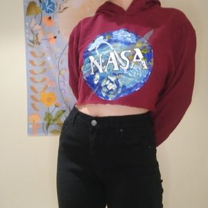 NASA X Starry Night Cropped Hoodie